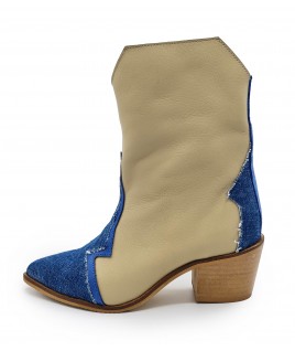 Thunder Boots In Beige & Blue